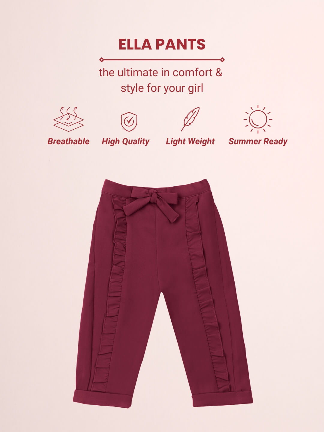 Ella Frills Pants - Wine