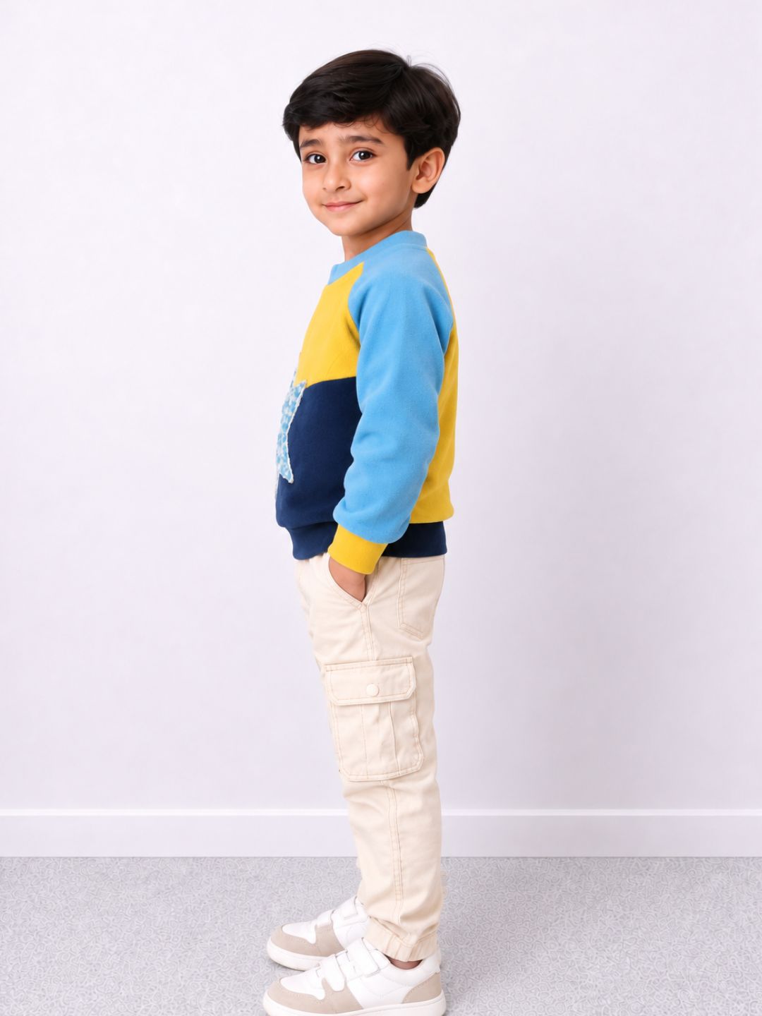 Star Colour Block Sweatshirt - Blue