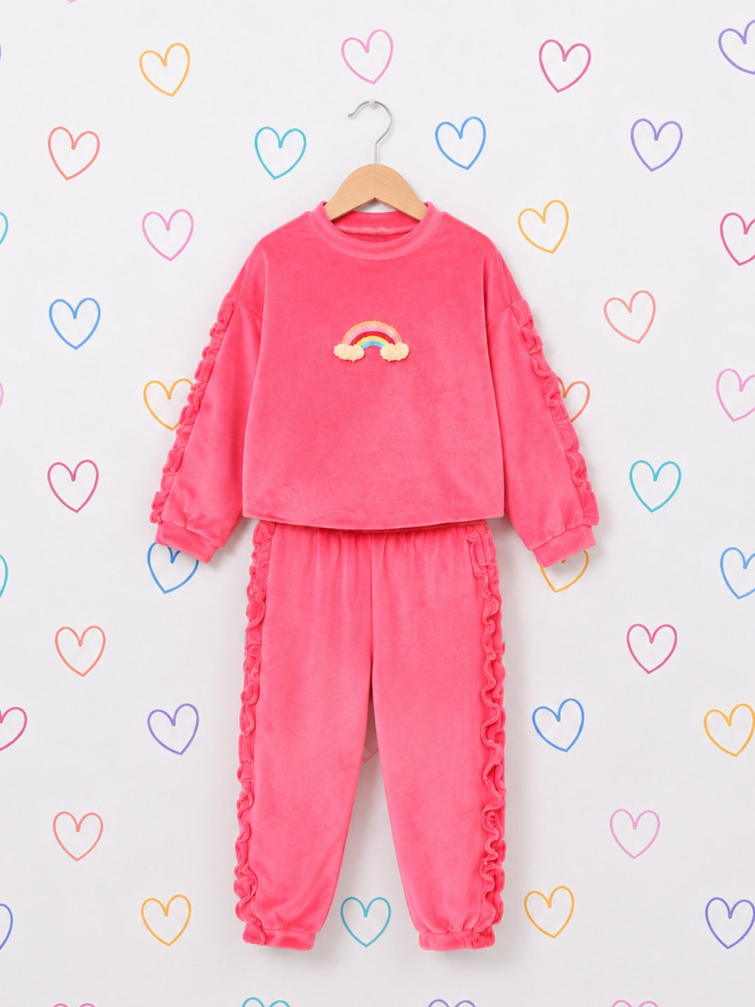 Rainbow Ruffle Sweatshirt - Pink