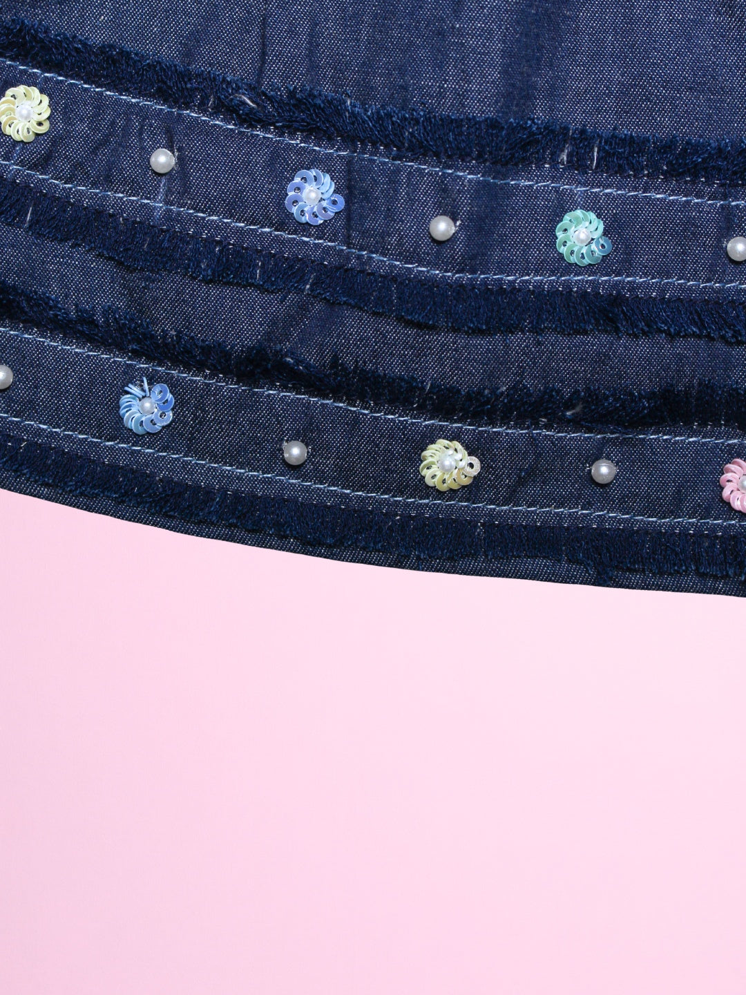 Embroidered Cotton Denim Skirt