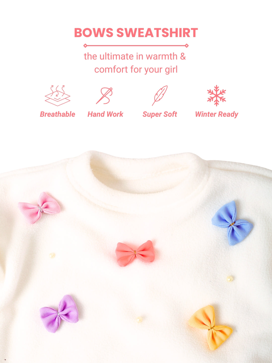 Colourful Bows Sweatshirt - White