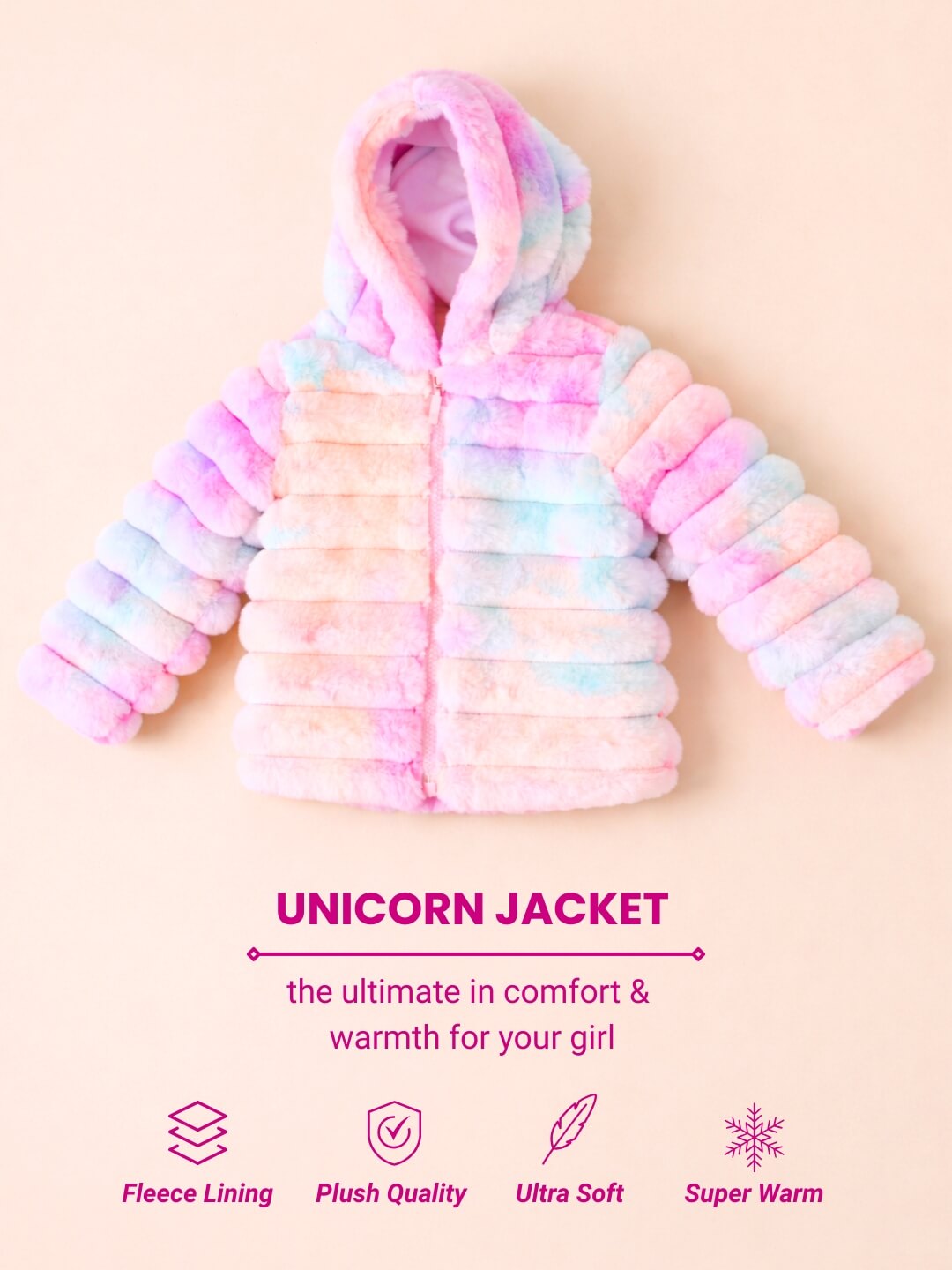 Cosy Unicorn Hoodie Jacket - Pink