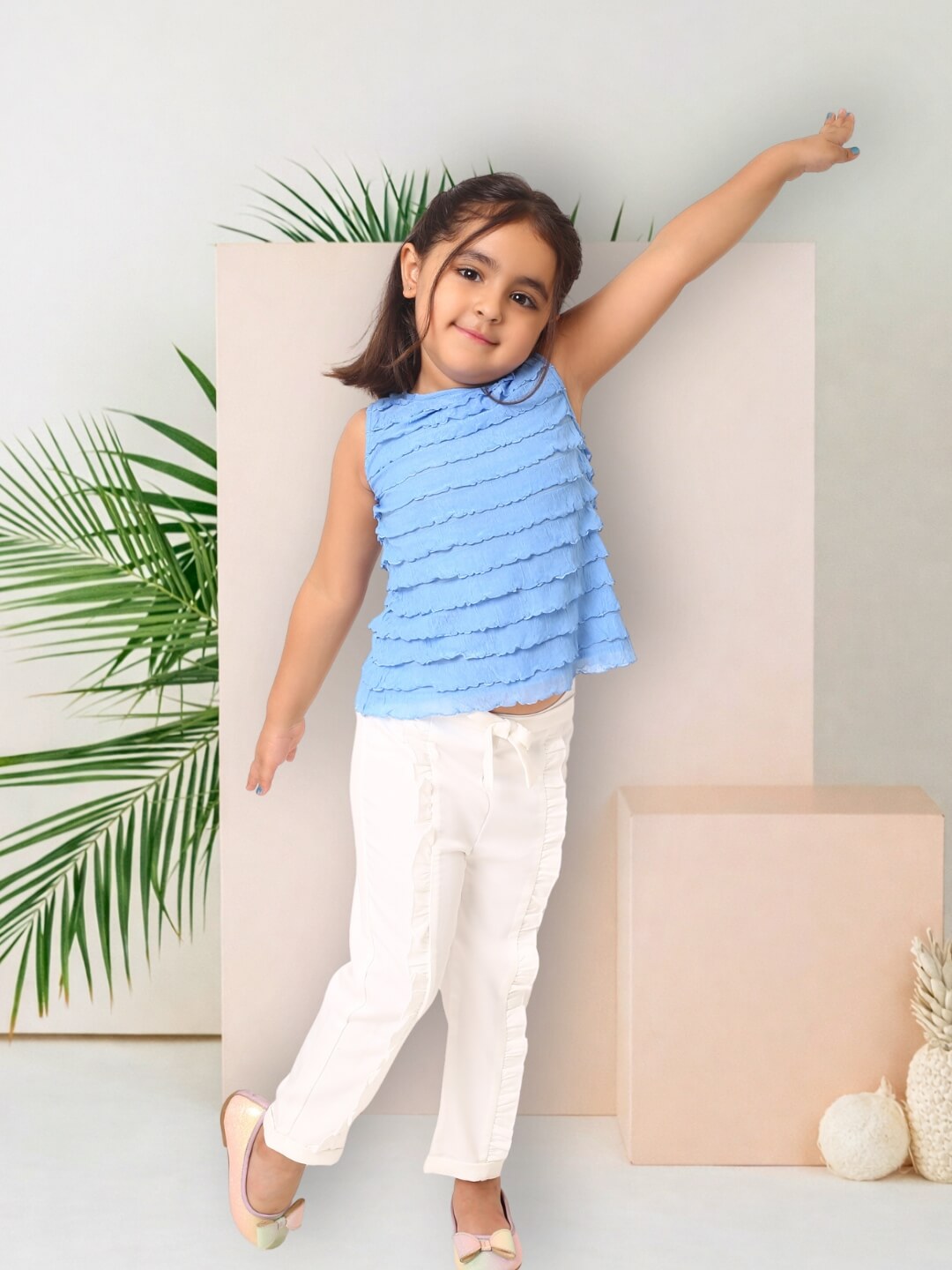 Sarah Frills Top - Blue