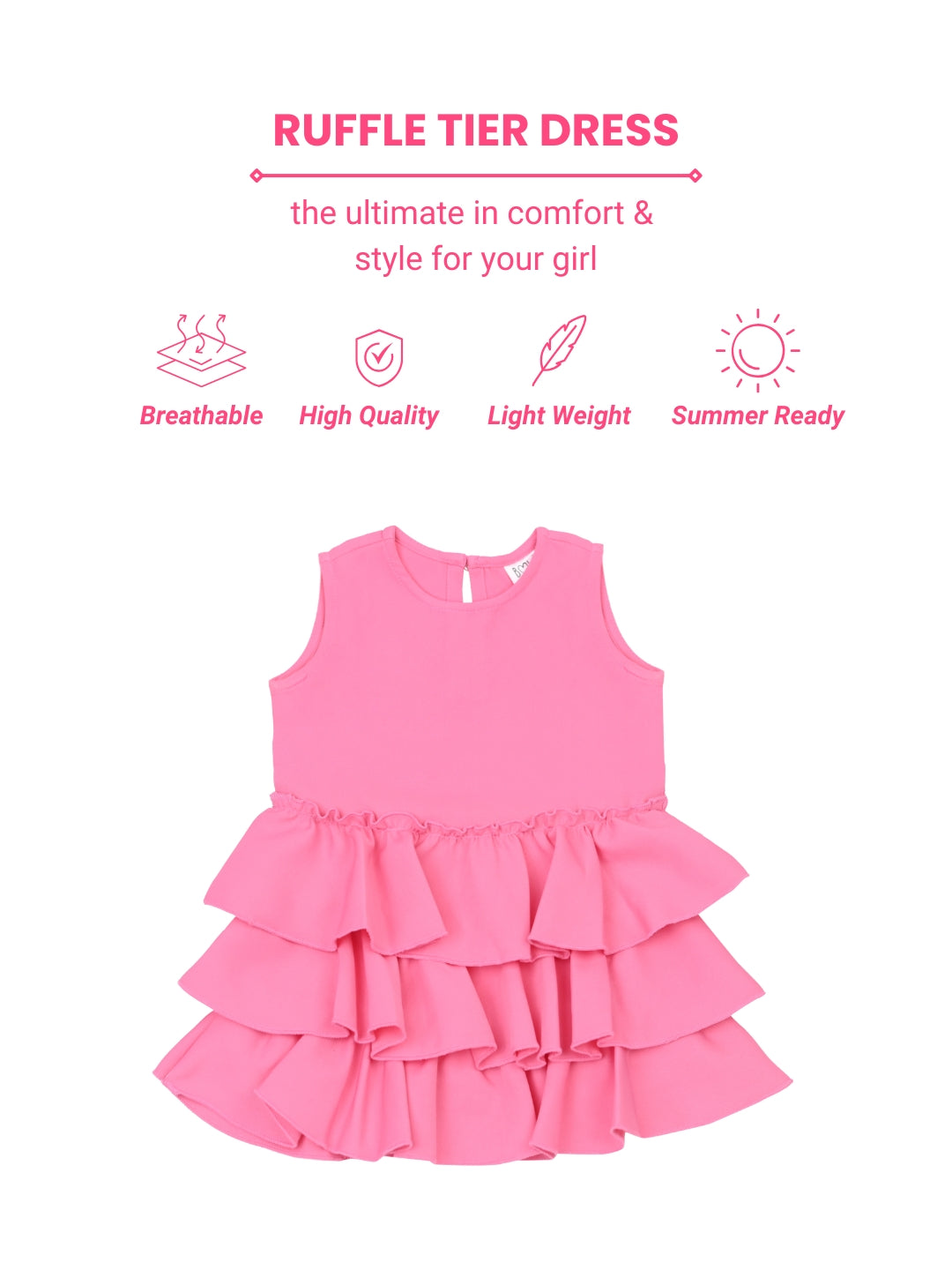 Ruffles Pixie Dress - Barbie Pink