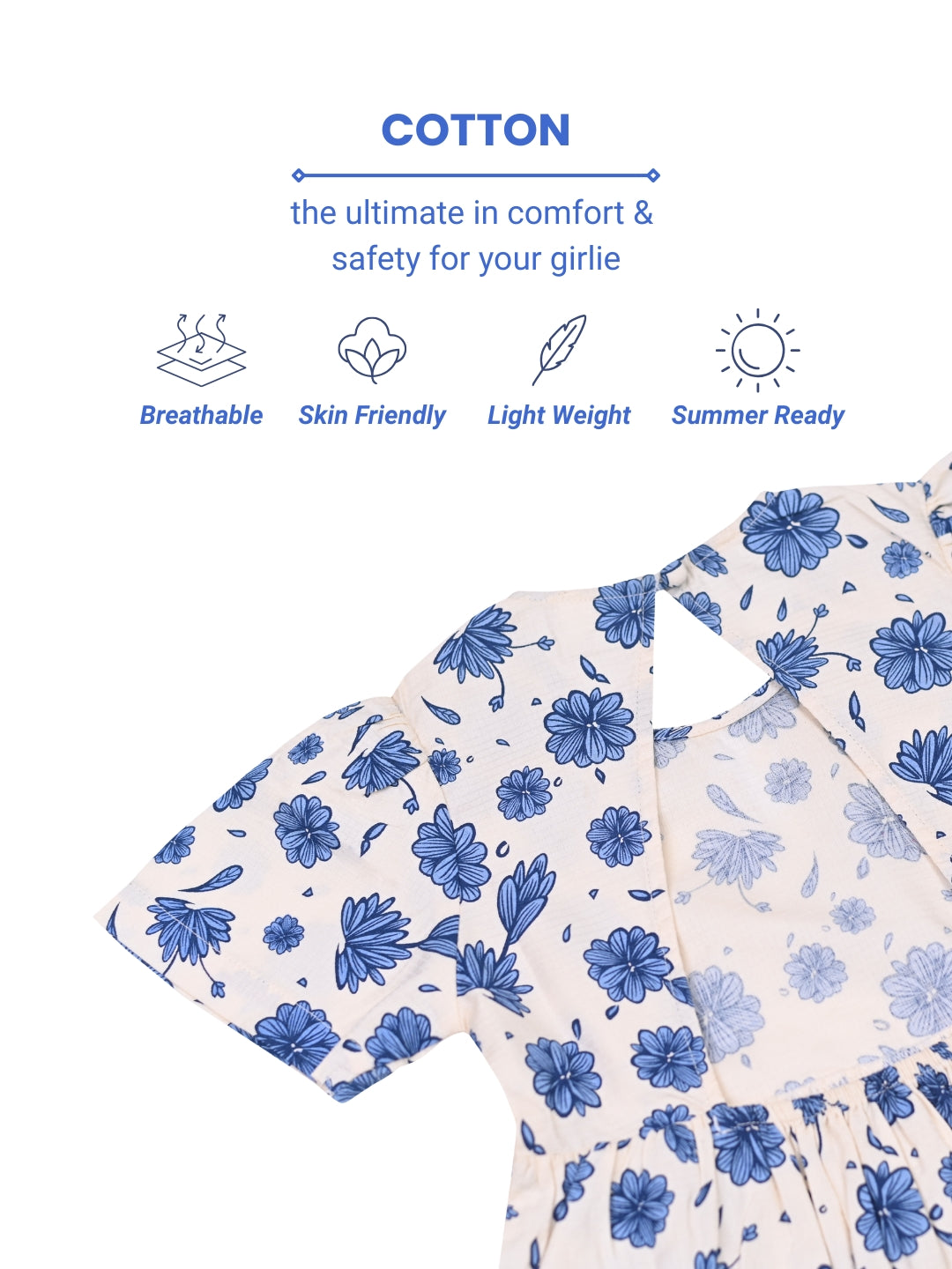 Cotton Emma Dress - Blue Floral
