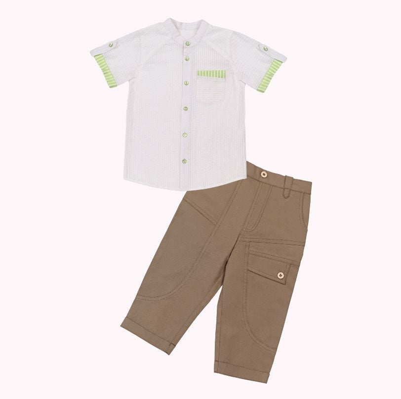 Green Alan Shirt + Brown Neo Pant