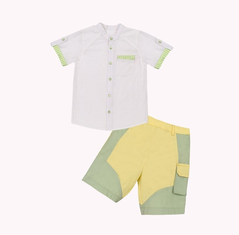 Green Alan Shirt + Yellow Chase Shorts