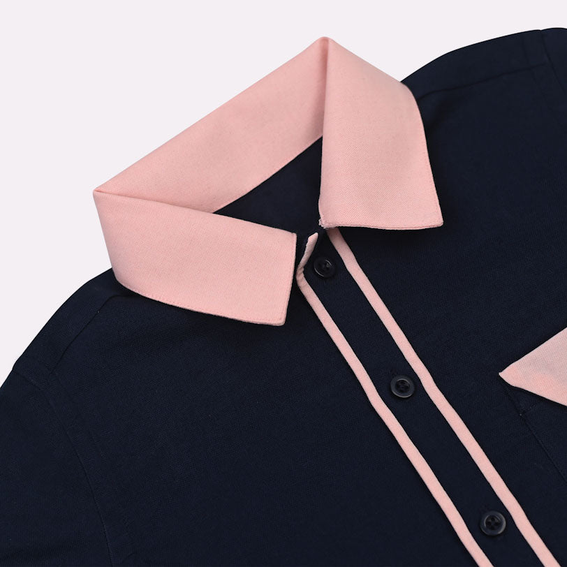Piper Cotton Shirt - Navy