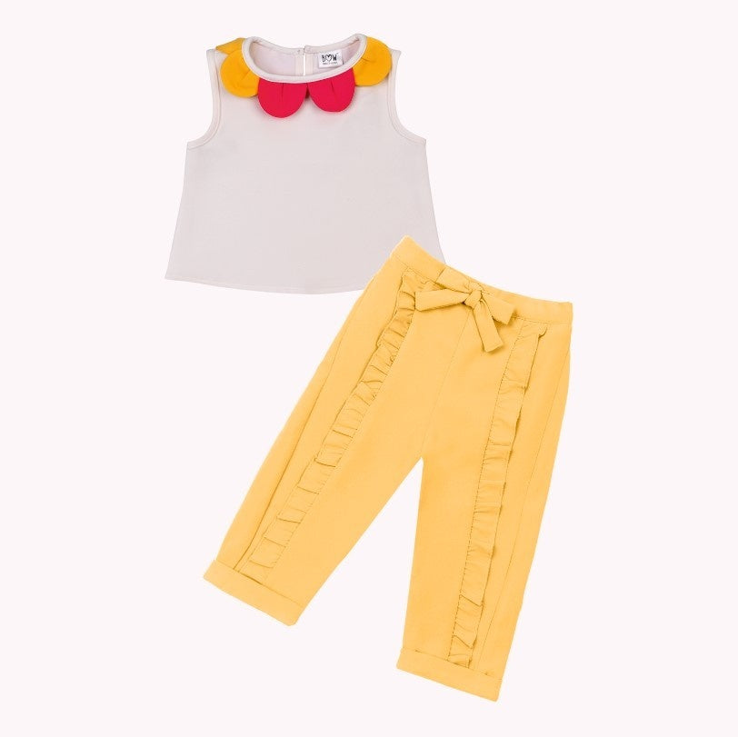 White Blossom Top + Yellow Ella Pant