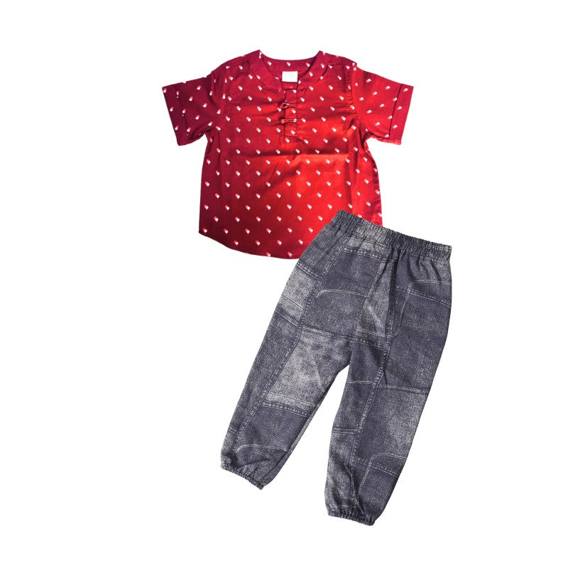 Knotty Kurta Maroon + Explorer Jeans